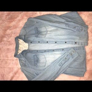 Jean shirt with lace detail
